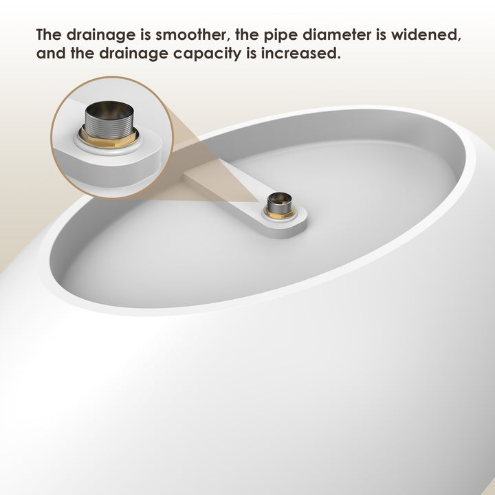 Cacciar 67" x 39" Solid Surface Soaking Bathtub in Matte White with Matte White Drain and Integrated Overflow