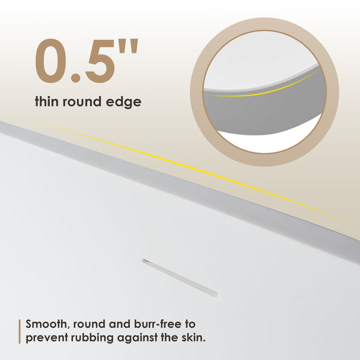 Giotto 59" x 31" Solid Surface Soaking Bathtub in Matte White with Matte White Drain and Integrated Overflow