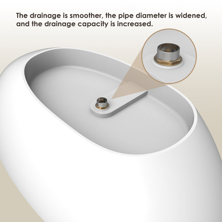 Giotto 67" x 34" Solid Surface Soaking Bathtub in Matte White with Matte White Drain and Integrated Overflow