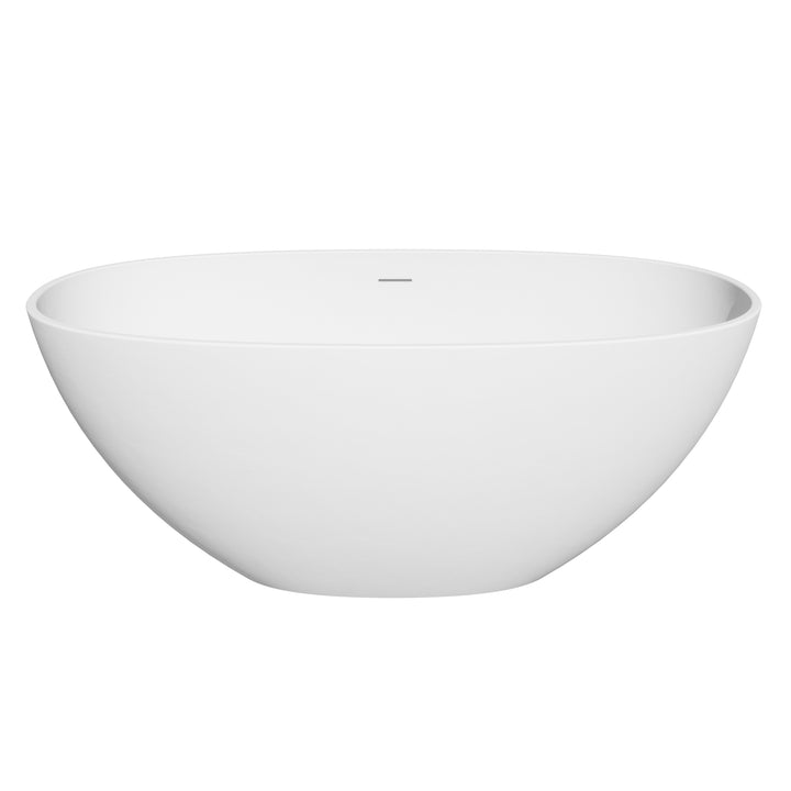 Euston 55" x 30" Solid Surface Soaking Bathtub in Matte White with Matte White Drain and Integrated Overflow