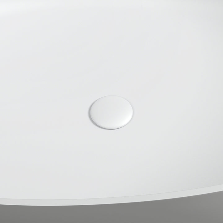 Euston 55" x 30" Solid Surface Soaking Bathtub in Matte White with Matte White Drain and Integrated Overflow