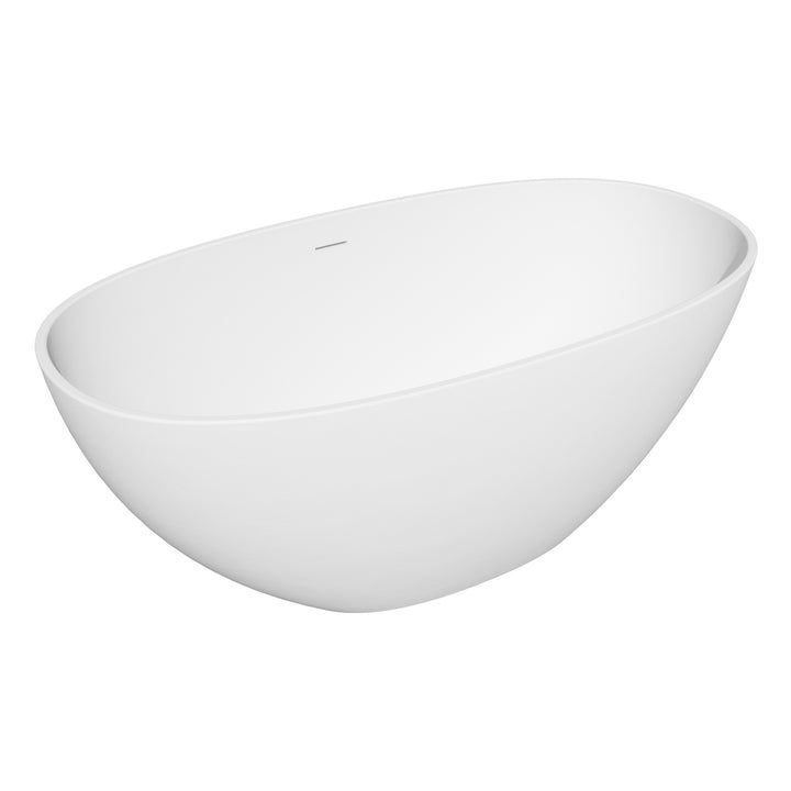Euston 55" x 30" Solid Surface Soaking Bathtub in Matte White with Matte White Drain and Integrated Overflow