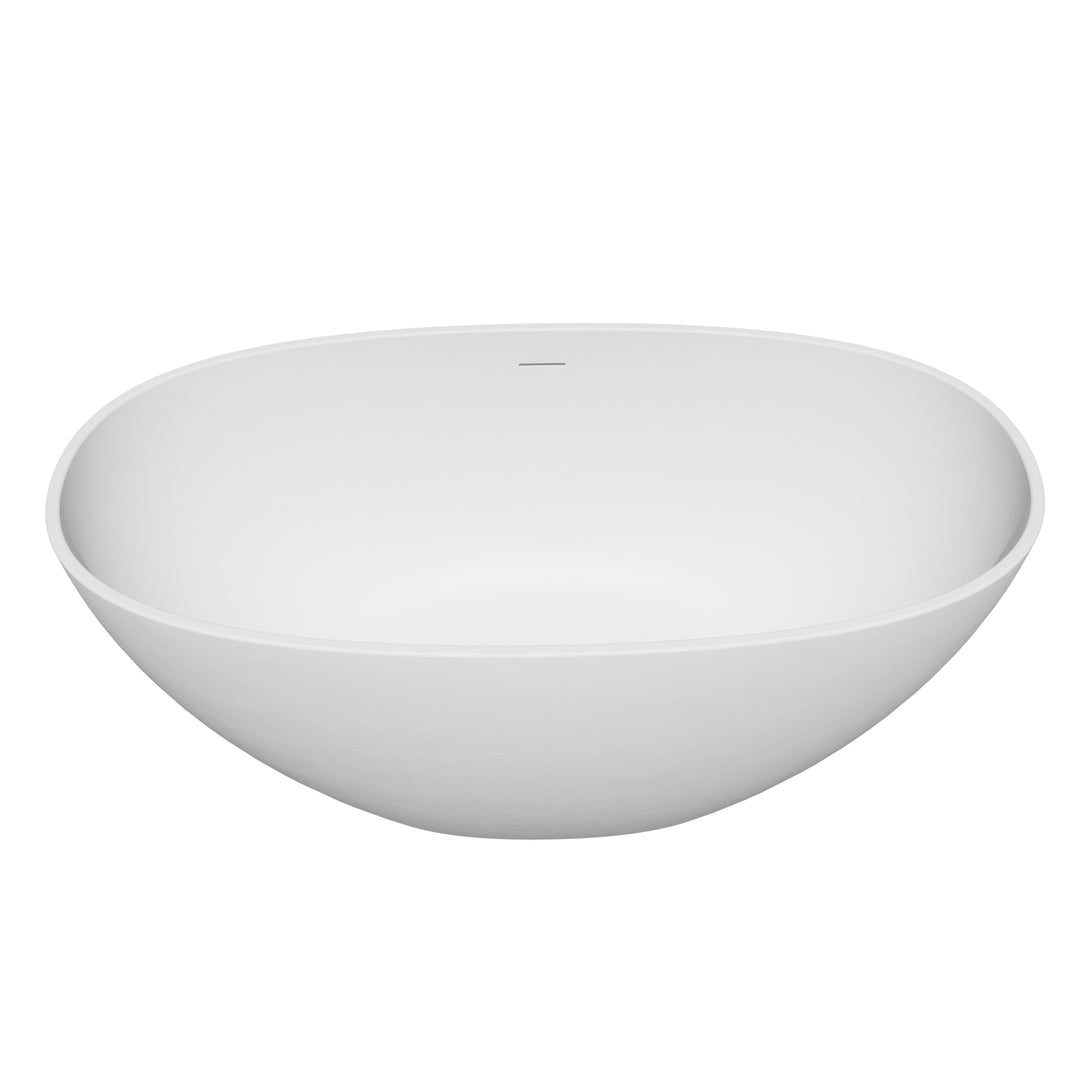 Euston 55" x 30" Solid Surface Soaking Bathtub in Matte White with Matte White Drain and Integrated Overflow