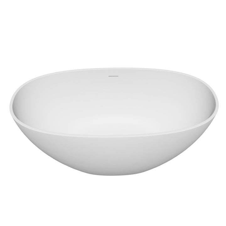 Euston 55" x 30" Solid Surface Soaking Bathtub in Matte White with Matte White Drain and Integrated Overflow