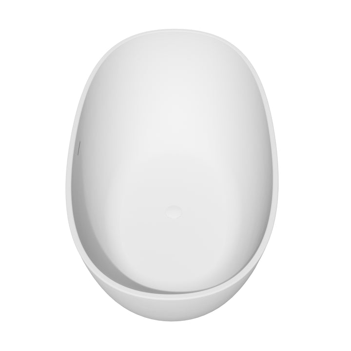 Euston 55" x 30" Solid Surface Soaking Bathtub in Matte White with Matte White Drain and Integrated Overflow