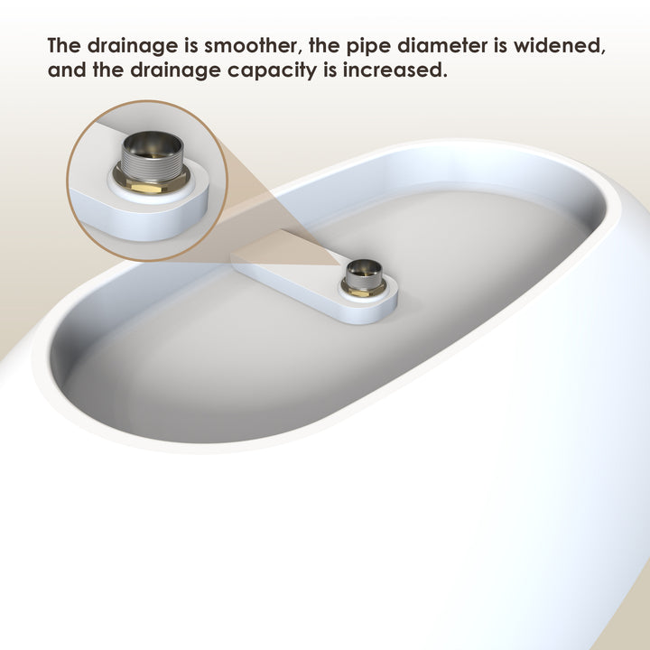 Euston 65" x 30" Solid Surface Soaking Bathtub in Matte White with Matte White Drain and Integrated Overflow