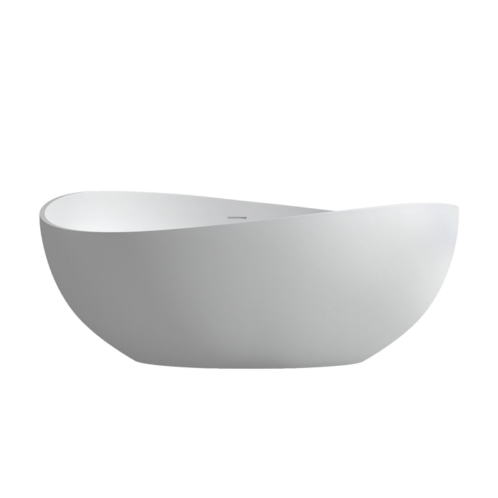 Vespa 63" x 39" Solid Surface Soaking Bathtub in Matte White with Matte White Drain and Integrated Overflow