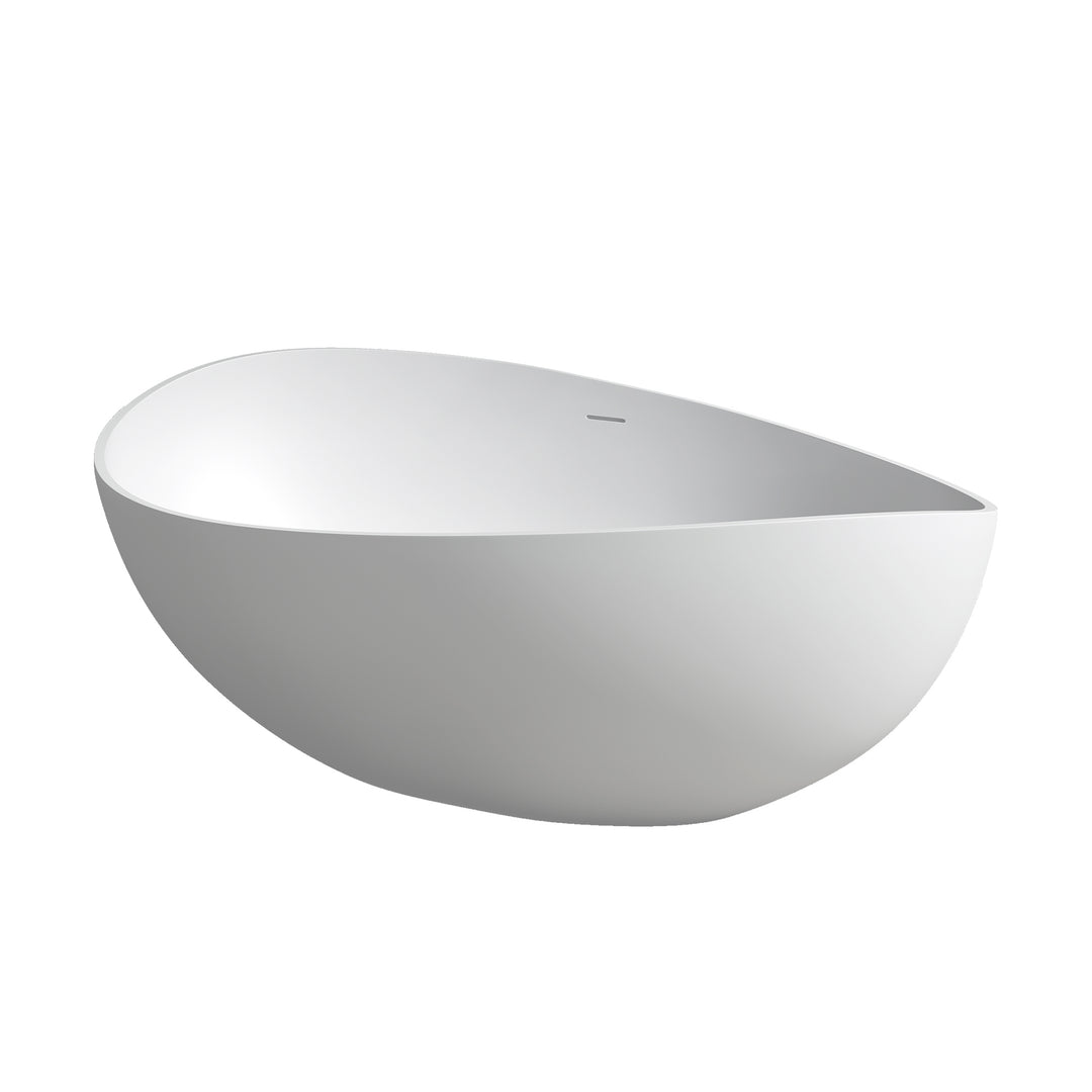 Vespa 63" x 39" Solid Surface Soaking Bathtub in Matte White with Matte White Drain and Integrated Overflow