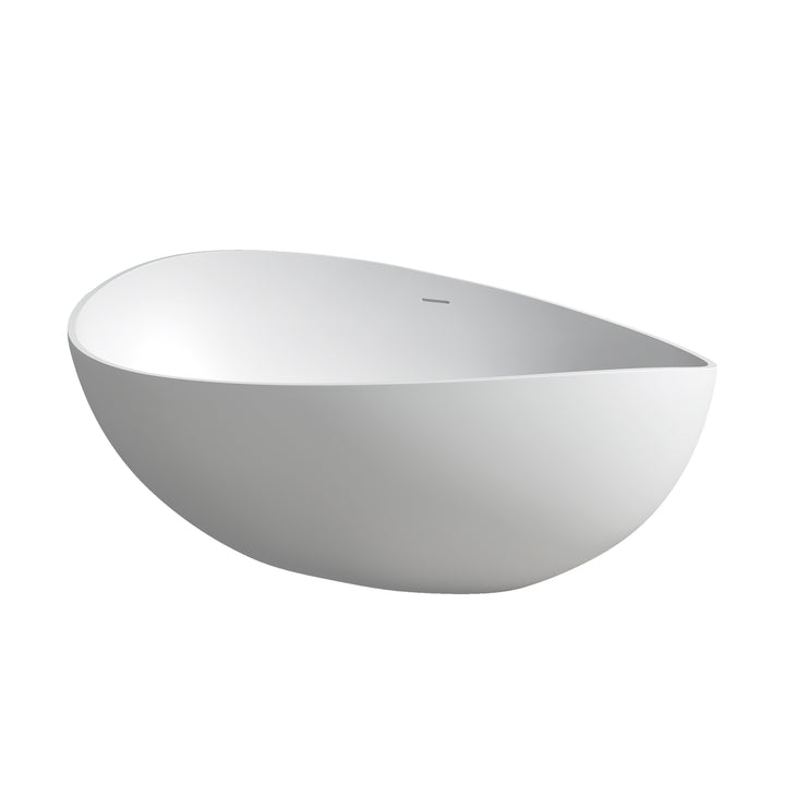 Vespa 63" x 39" Solid Surface Soaking Bathtub in Matte White with Matte White Drain and Integrated Overflow