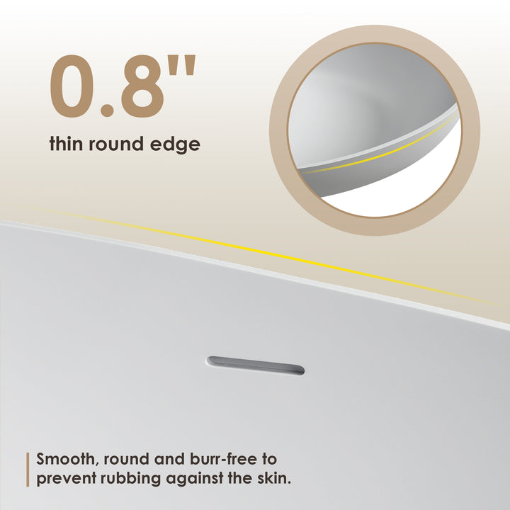 Vespa 63" x 39" Solid Surface Soaking Bathtub in Matte White with Matte White Drain and Integrated Overflow