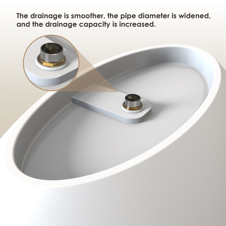 Vespa 63" x 39" Solid Surface Soaking Bathtub in Matte White with Matte White Drain and Integrated Overflow