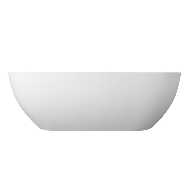 Ryder 59" x 30" Solid Surface Soaking Bathtub in Matte White with Matte White Drain and Integrated Overflow