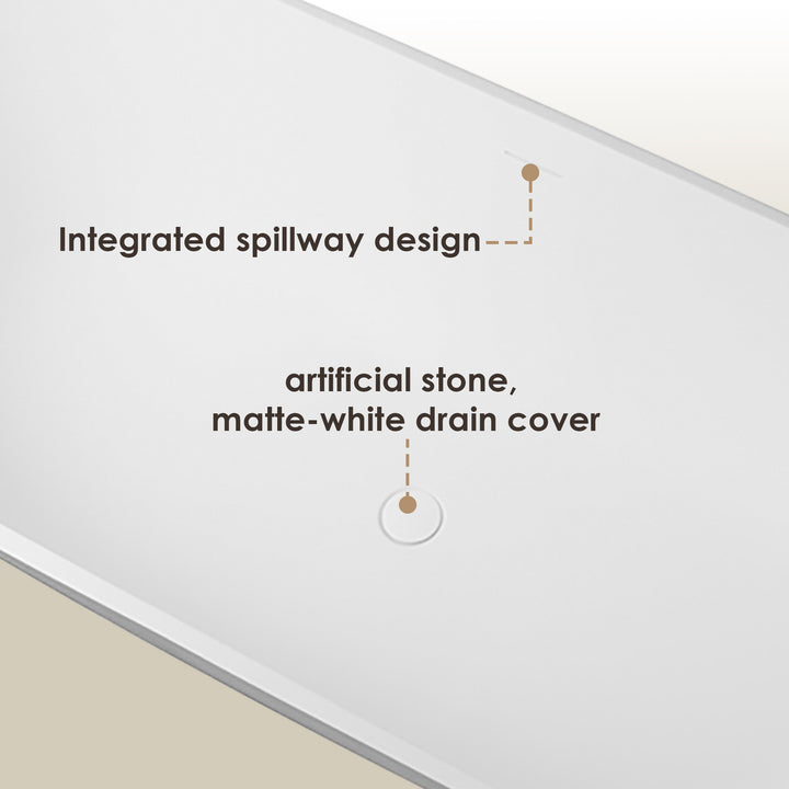 Ryder 59" x 30" Solid Surface Soaking Bathtub in Matte White with Matte White Drain and Integrated Overflow