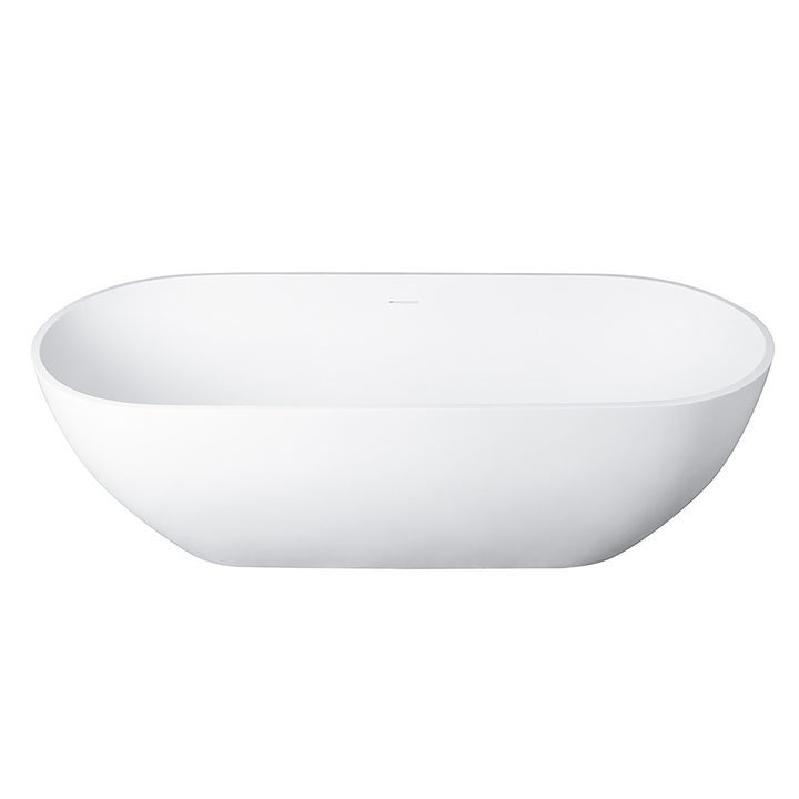 Ryder 59" x 30" Solid Surface Soaking Bathtub in Matte White with Matte White Drain and Integrated Overflow