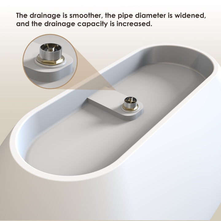 Ryder 59" x 30" Solid Surface Soaking Bathtub in Matte White with Matte White Drain and Integrated Overflow