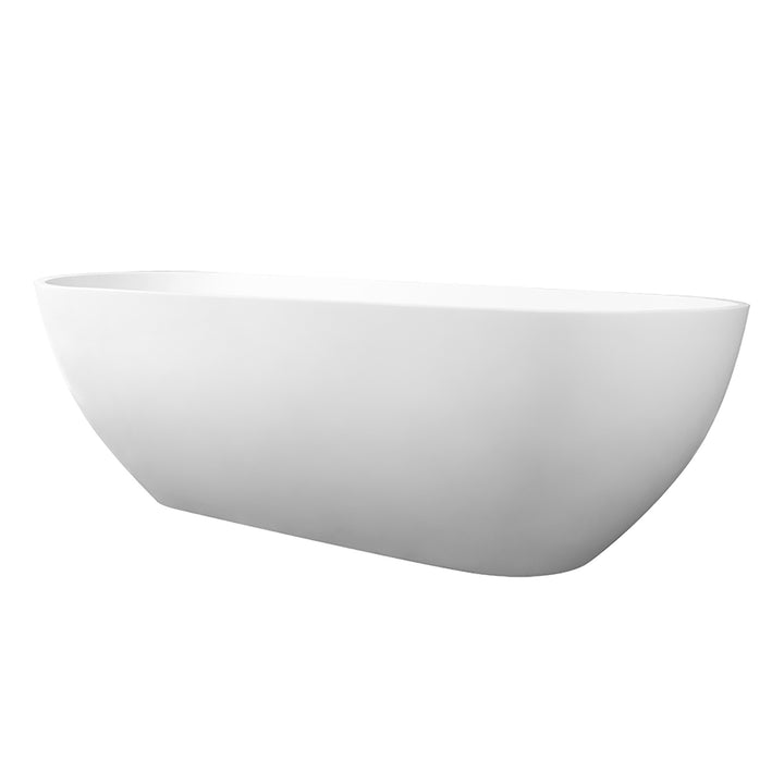 Ryder 59" x 30" Solid Surface Soaking Bathtub in Matte White with Matte White Drain and Integrated Overflow