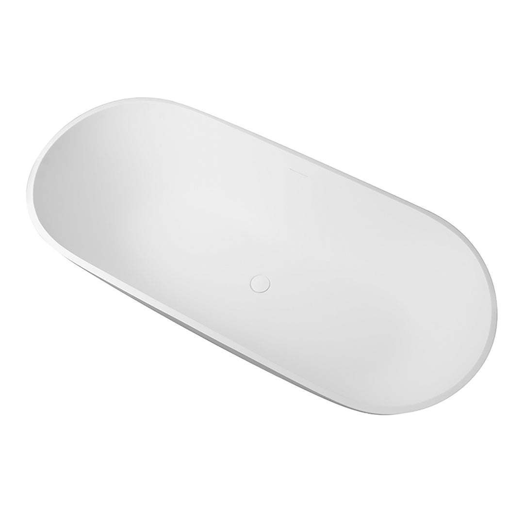Ryder 59" x 30" Solid Surface Soaking Bathtub in Matte White with Matte White Drain and Integrated Overflow
