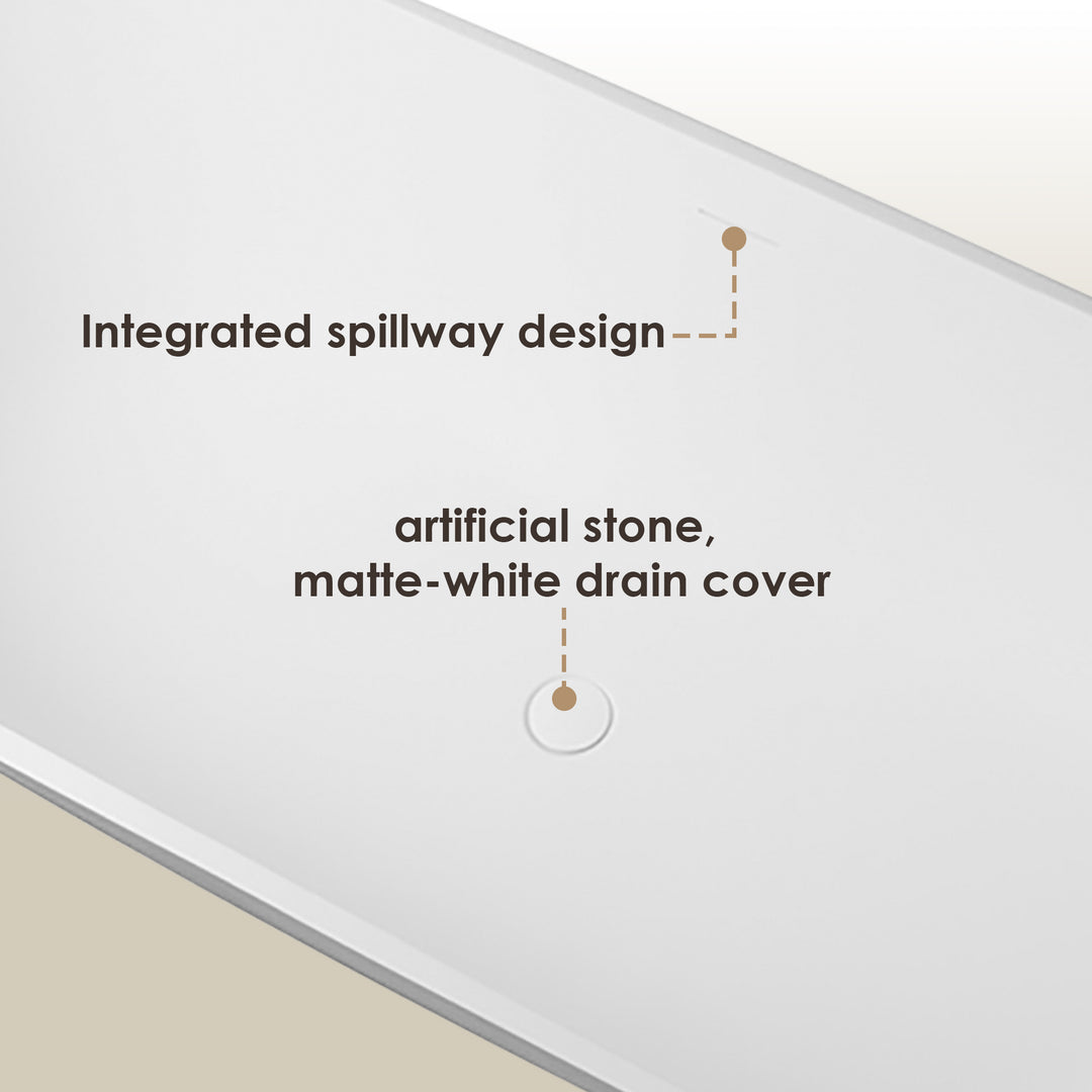 Ryder 69" x 30" Solid Surface Soaking Bathtub in Matte White with Matte White Drain and Integrated Overflow