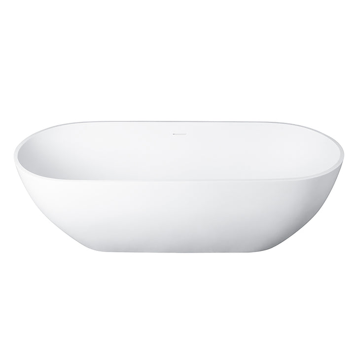 Ryder 69" x 30" Solid Surface Soaking Bathtub in Matte White with Matte White Drain and Integrated Overflow