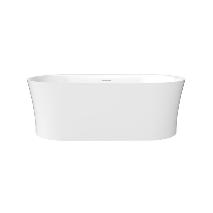 Royce 67" x 32" Flatbottom Freestanding Acrylic Soaking Bathtub in Glossy White with Drain and Integrated Overflow