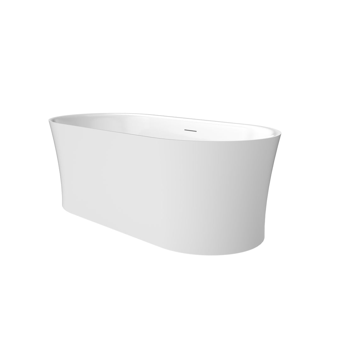 Royce 67" x 32" Flatbottom Freestanding Acrylic Soaking Bathtub in Glossy White with Drain and Integrated Overflow