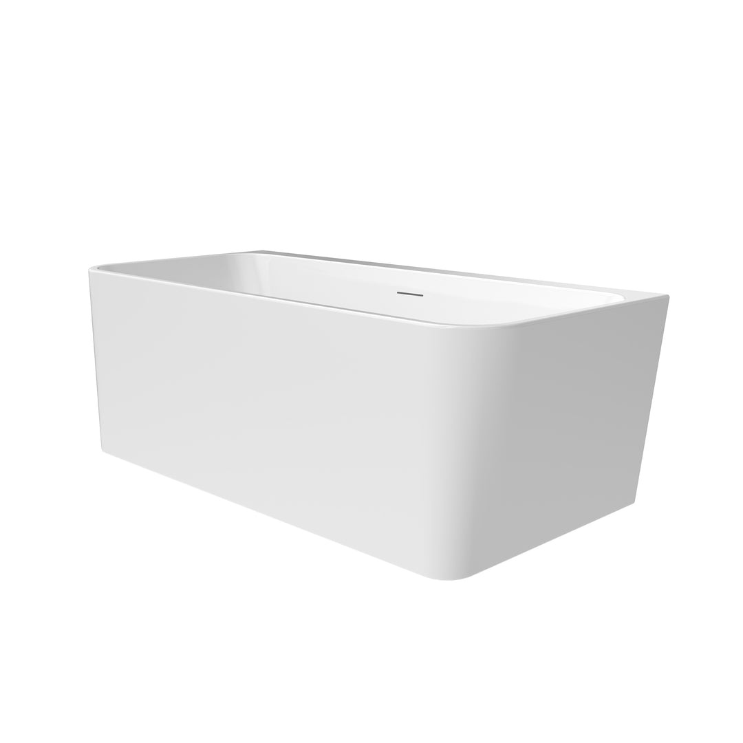 Lilac 67" x 32" Flatbottom Freestanding Acrylic Soaking Bathtub in Glossy White with Drain and Integrated Overflow