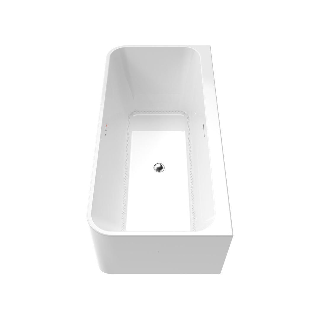 Lilac 67" x 32" Flatbottom Freestanding Acrylic Soaking Bathtub in Glossy White with Drain and Integrated Overflow