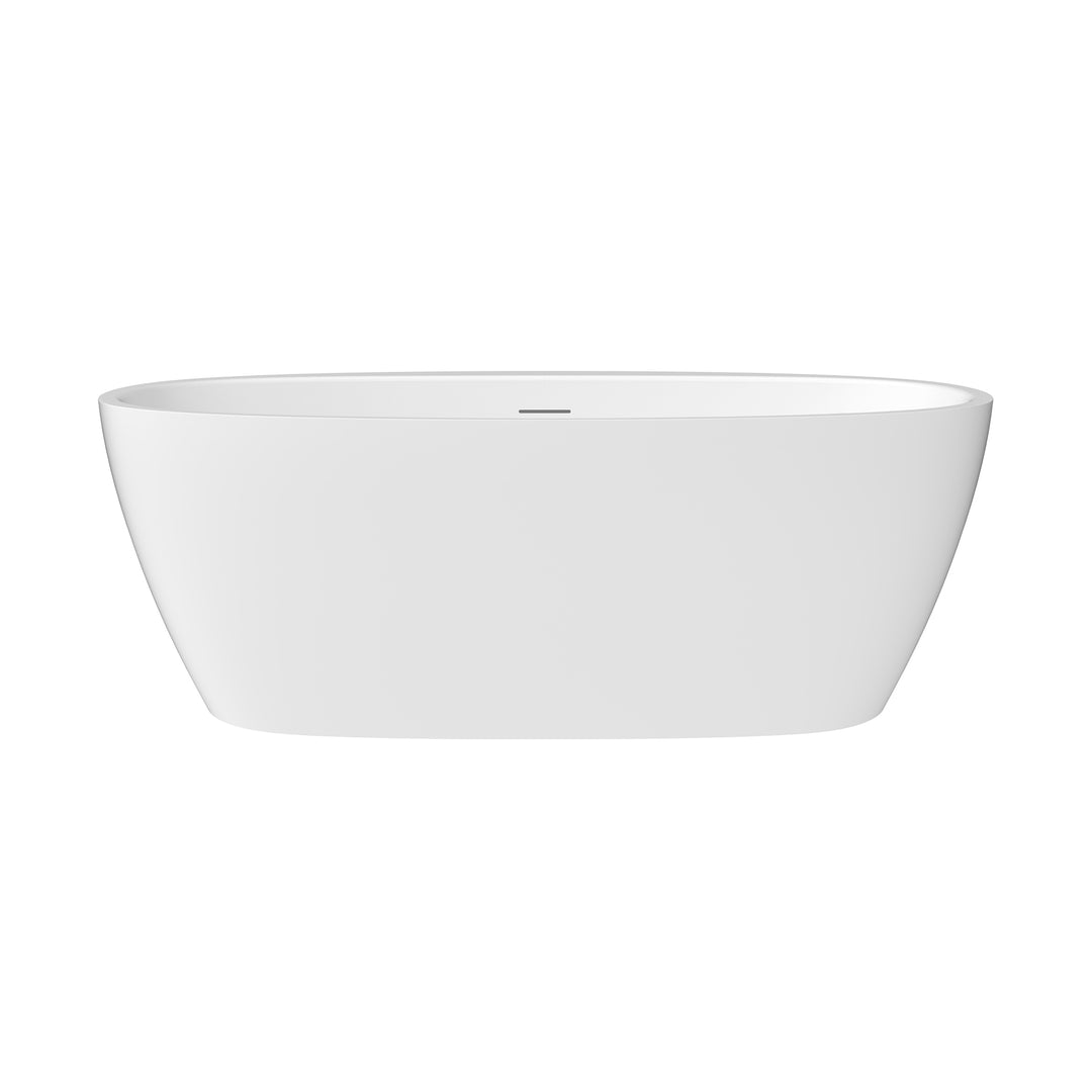 Beyaz 59" x 32" Flatbottom Freestanding Acrylic Soaking Bathtub in Glossy White with Drain and Integrated Overflow