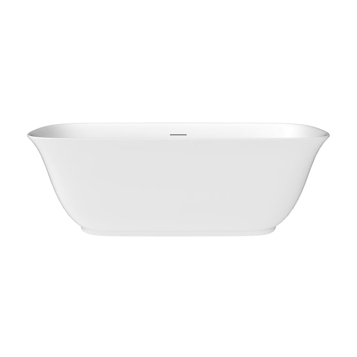 Sarnia 67" x 32" Flatbottom Freestanding Acrylic Soaking Bathtub in Glossy White with Drain and Integrated Overflow