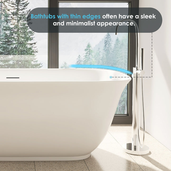 Sarnia 67" x 32" Flatbottom Freestanding Acrylic Soaking Bathtub in Glossy White with Drain and Integrated Overflow