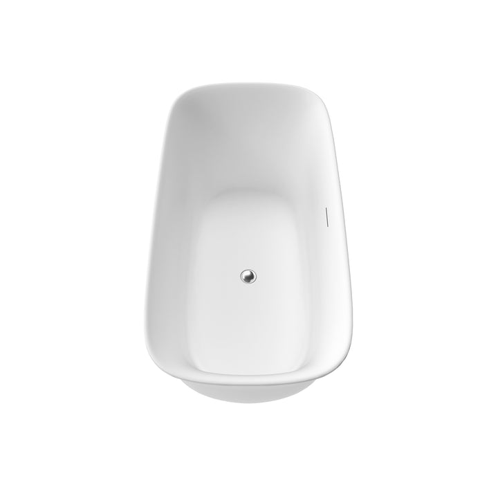 Sarnia 67" x 32" Flatbottom Freestanding Acrylic Soaking Bathtub in Glossy White with Drain and Integrated Overflow
