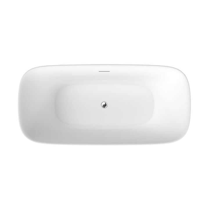 Sarnia 67" x 32" Flatbottom Freestanding Acrylic Soaking Bathtub in Glossy White with Drain and Integrated Overflow