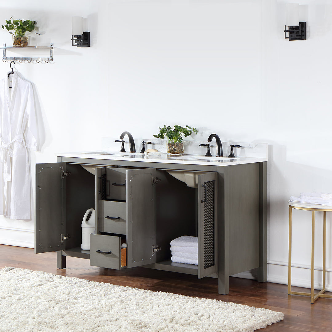 Hadiya 60" Double Bathroom Vanity Set