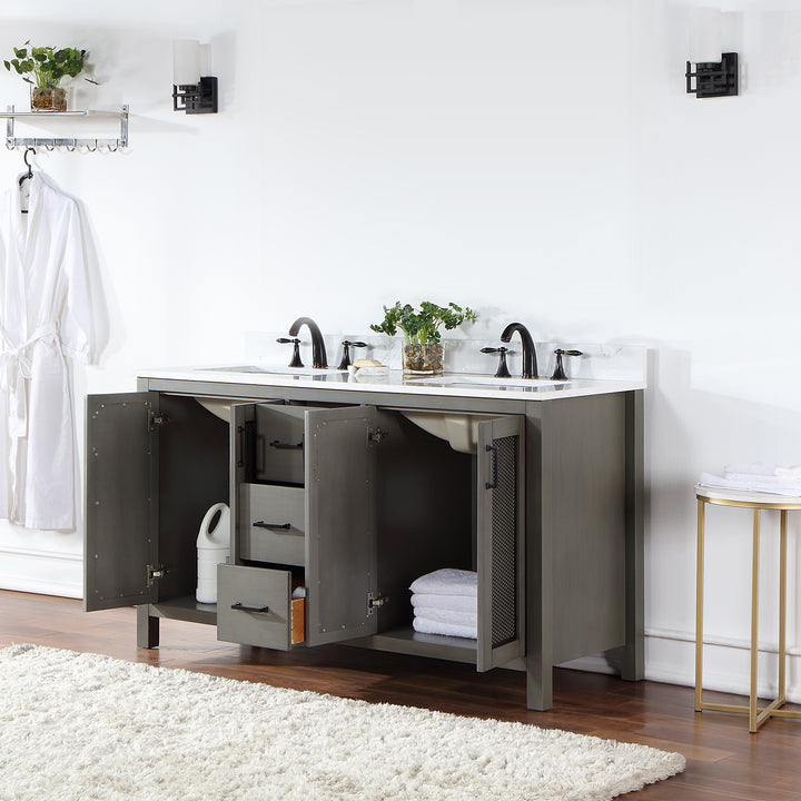 Hadiya 60" Double Bathroom Vanity Set