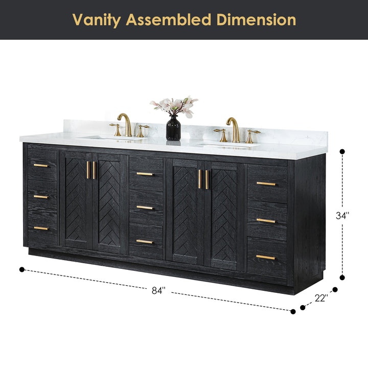 Gazsi 84" Double Bathroom Vanity Set