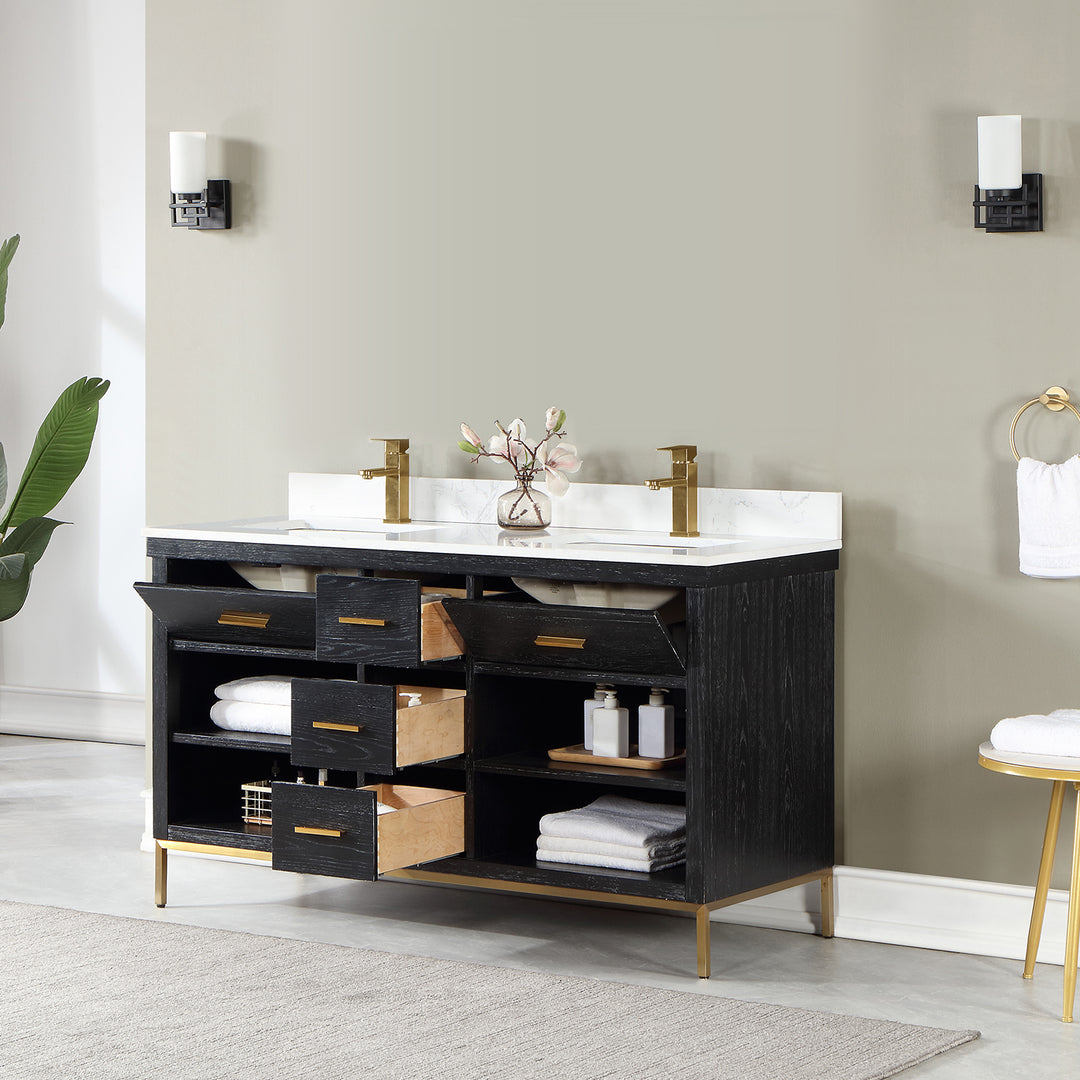 Kesia 60" Double Bathroom Vanity Set
