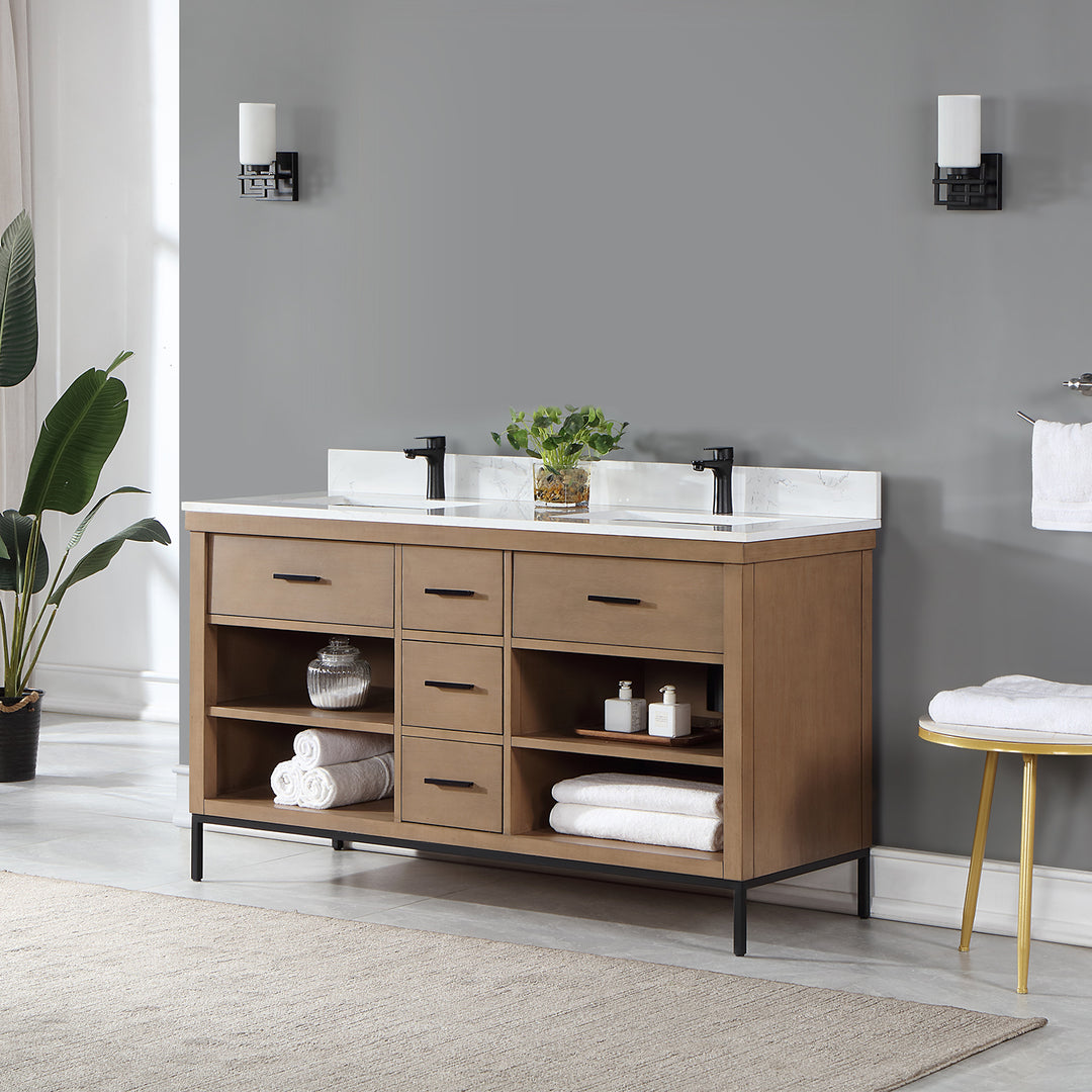 Kesia 60" Double Bathroom Vanity Set