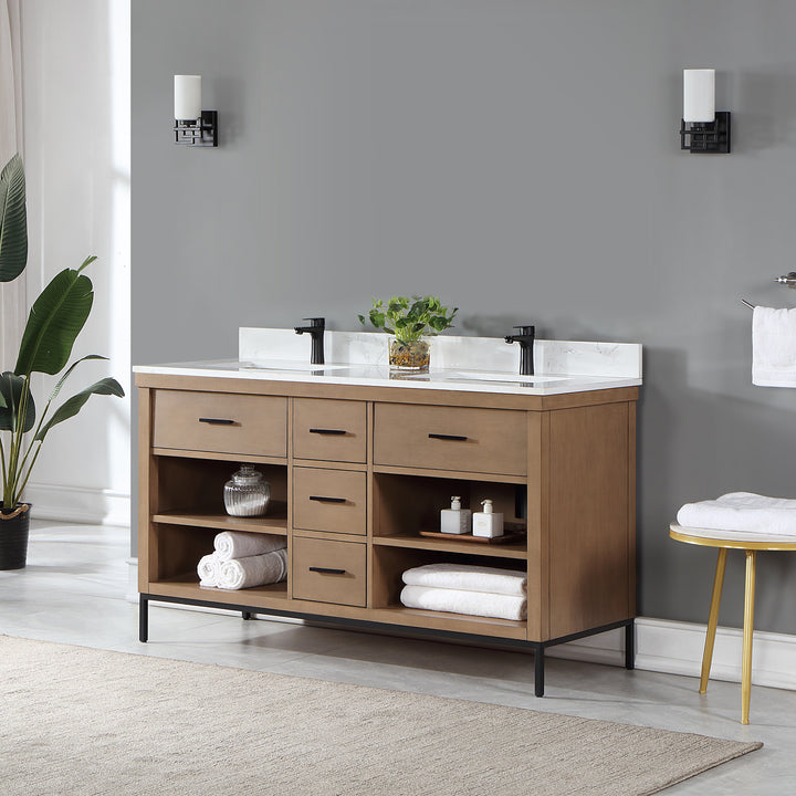 Kesia 60" Double Bathroom Vanity Set