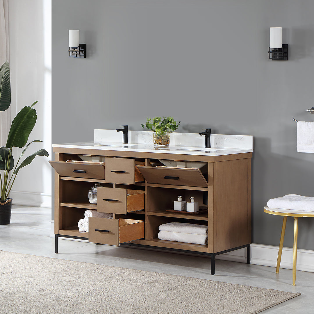 Kesia 60" Double Bathroom Vanity Set