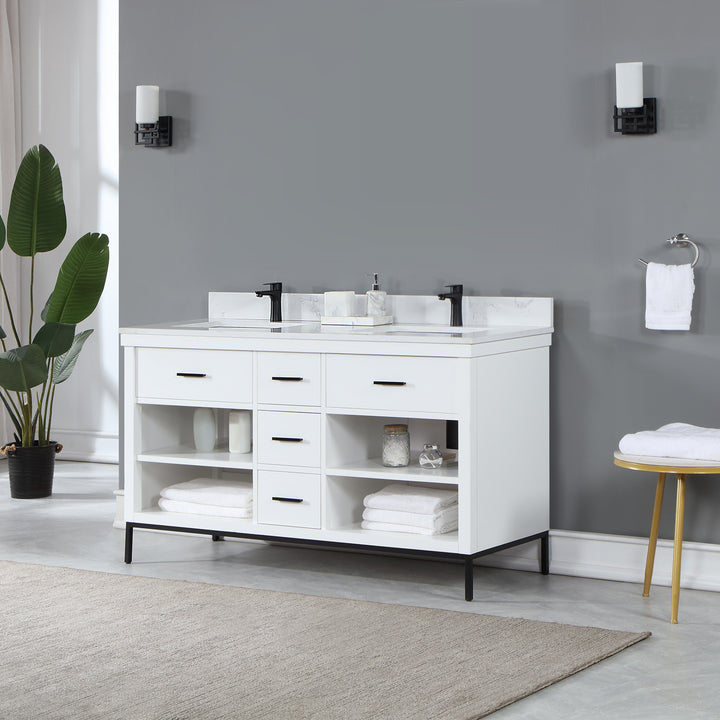 Kesia 60" Double Bathroom Vanity Set