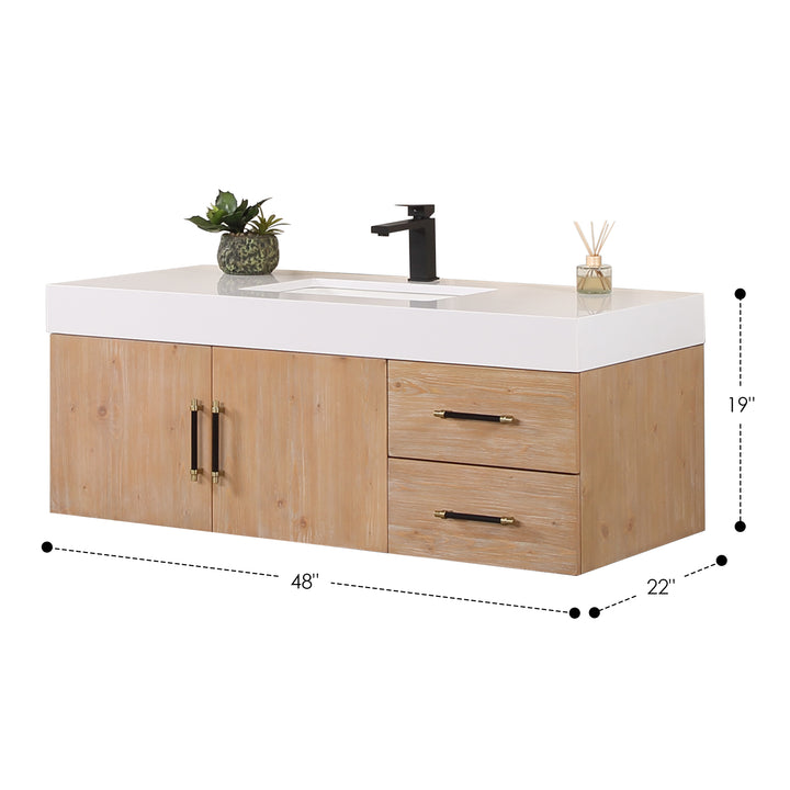 Corchia 48" Wall-mounted Single Bathroom Vanity