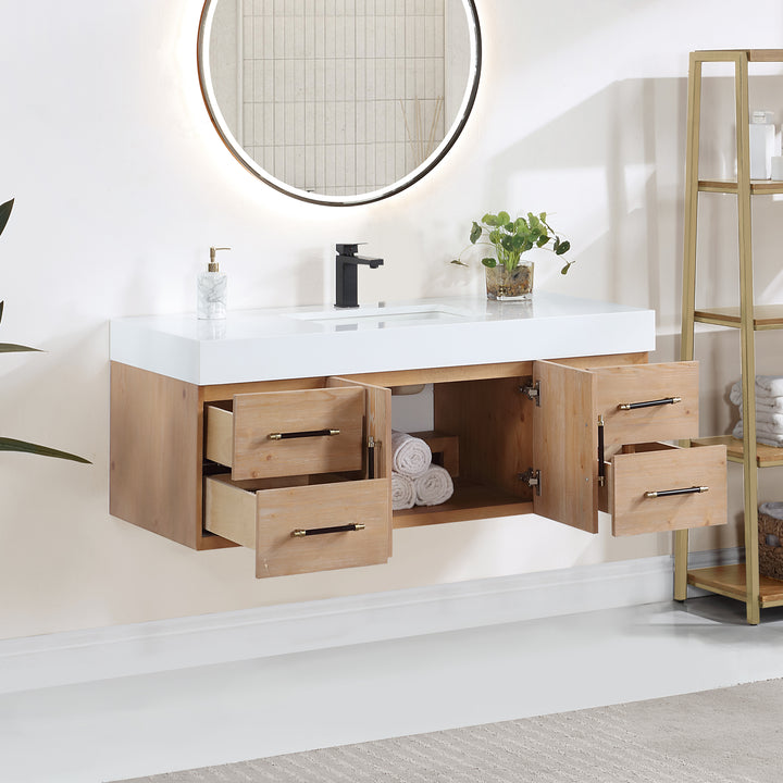 Corchia 48D" Wall-mounted Single Bathroom Vanity