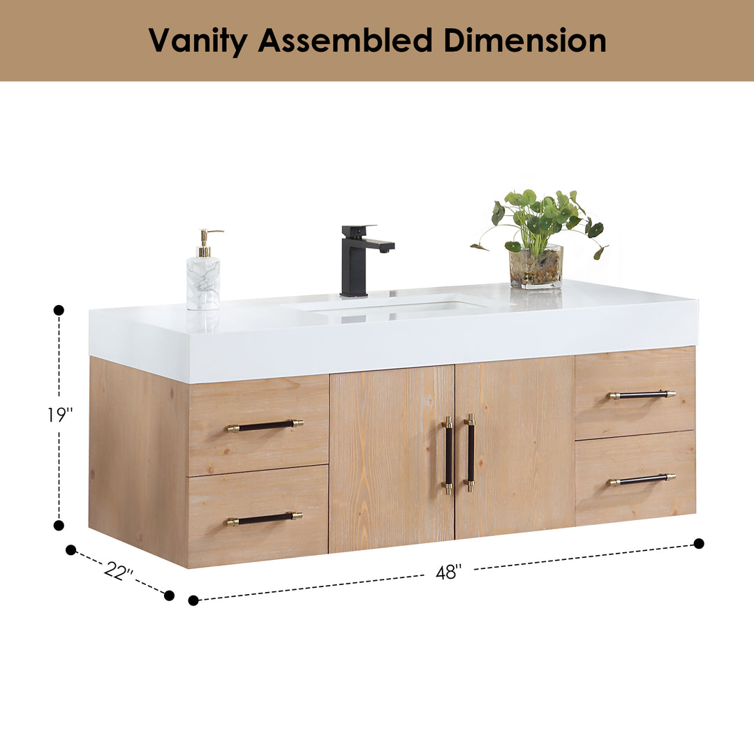 Corchia 48D" Wall-mounted Single Bathroom Vanity