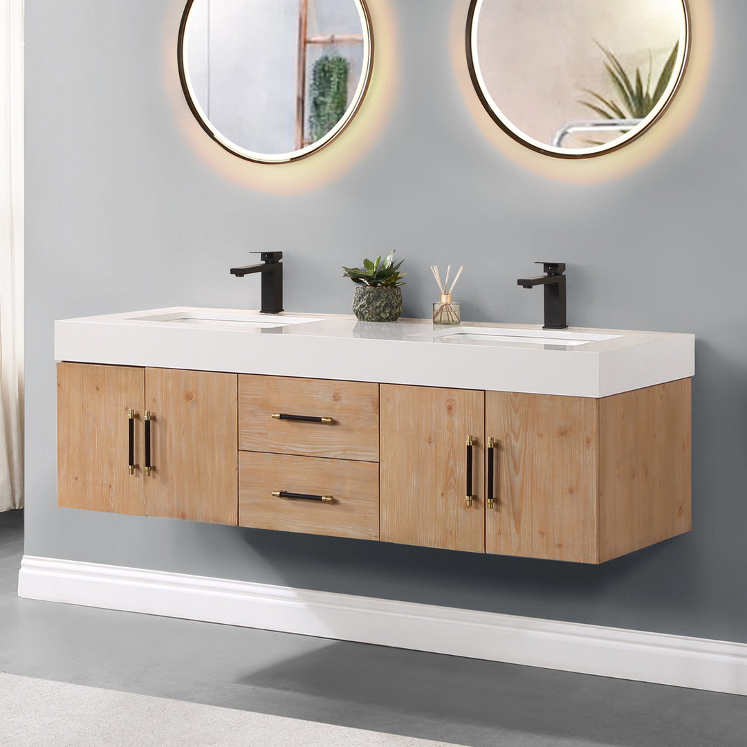 Corchia 60" Wall-mounted Double Bathroom Vanity