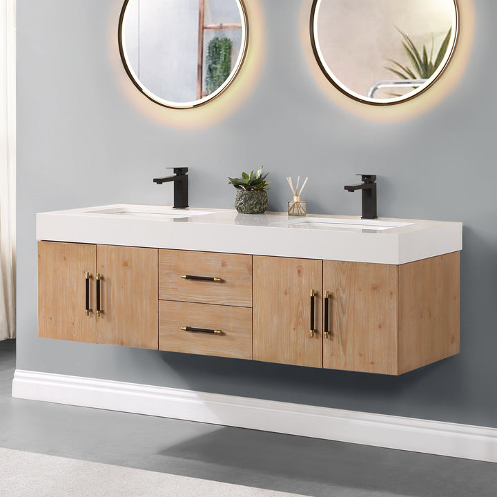 Corchia 60" Wall-mounted Double Bathroom Vanity