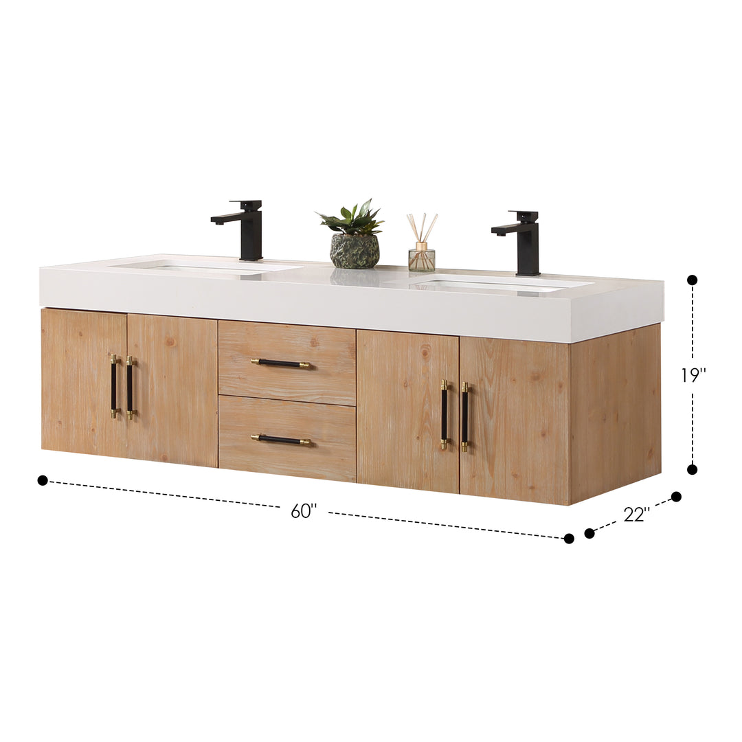 Corchia 60" Wall-mounted Double Bathroom Vanity