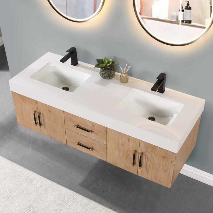 Corchia 60" Wall-mounted Double Bathroom Vanity