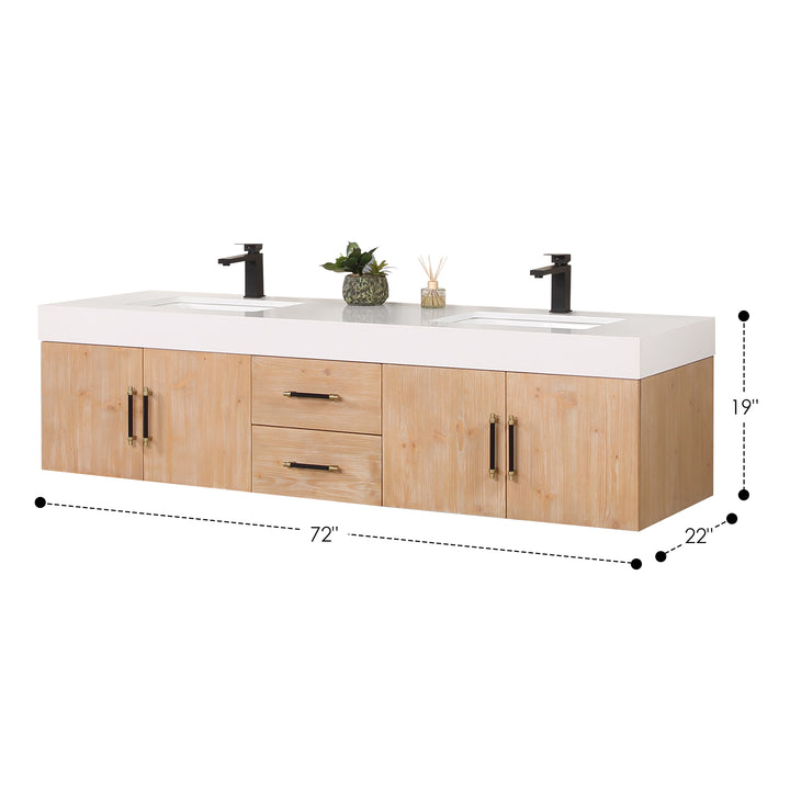 Corchia 72" Wall-mounted Double Bathroom Vanity