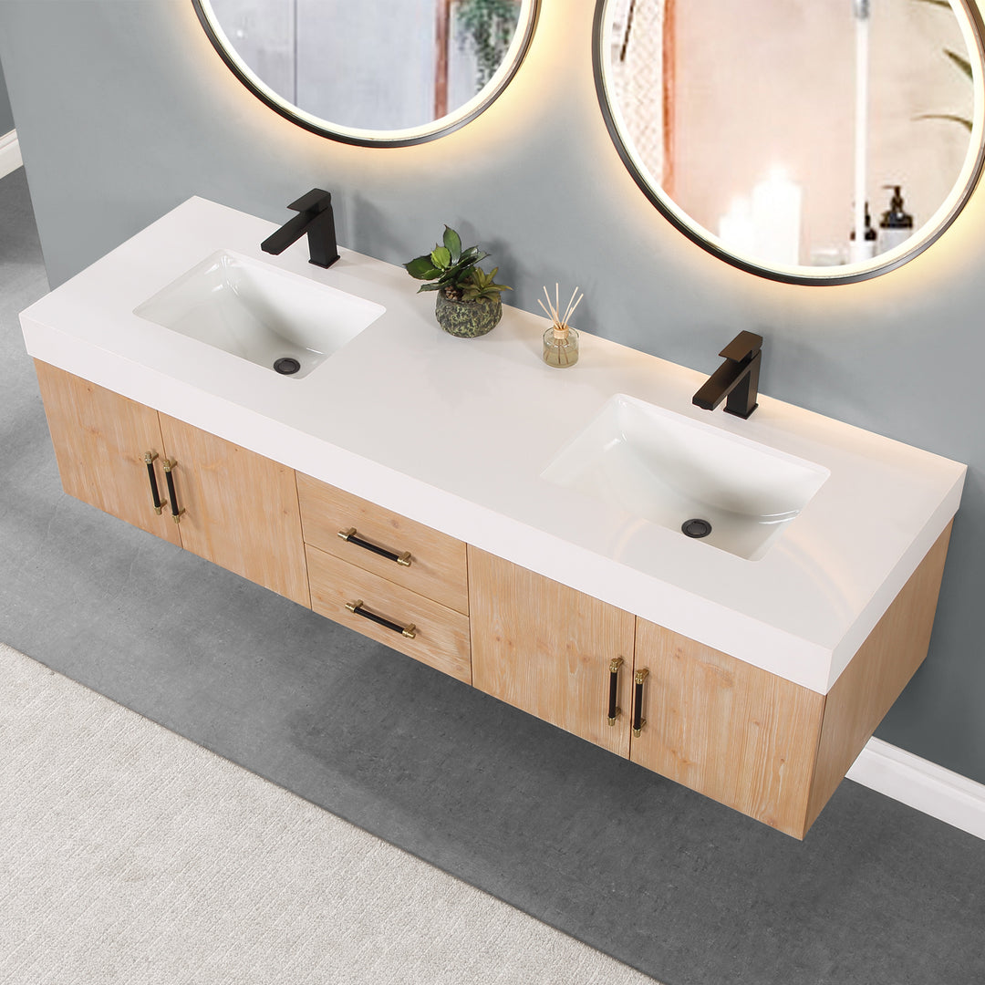 Corchia 72" Wall-mounted Double Bathroom Vanity
