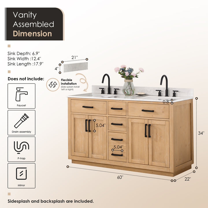 Gavino 60" Double Bathroom Vanity